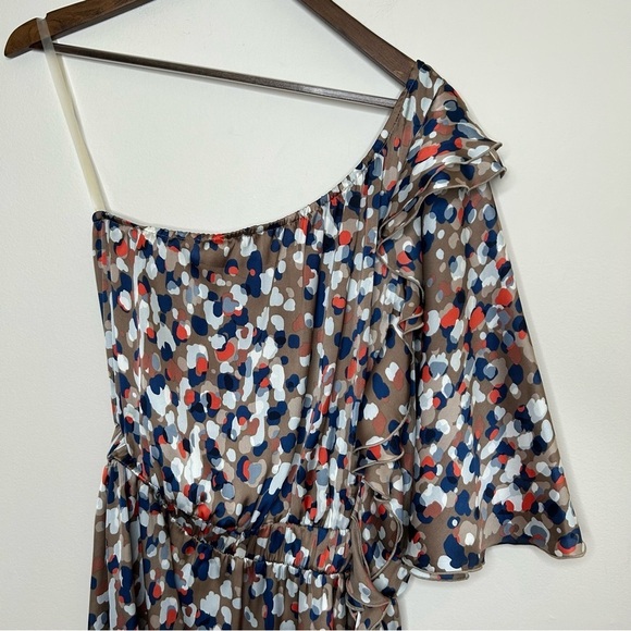 Uncle Frank One Shoulder Lightweight Cinch Waist Dress Abstract Print Medium - Picture 2 of 9